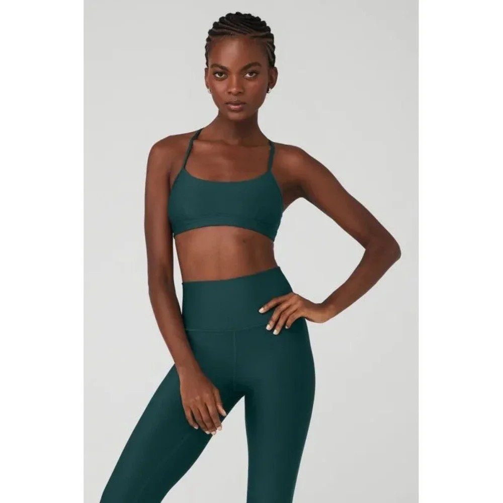 Alo Yoga Airlift High Rise Legging & Intrigue Bra Set Green S